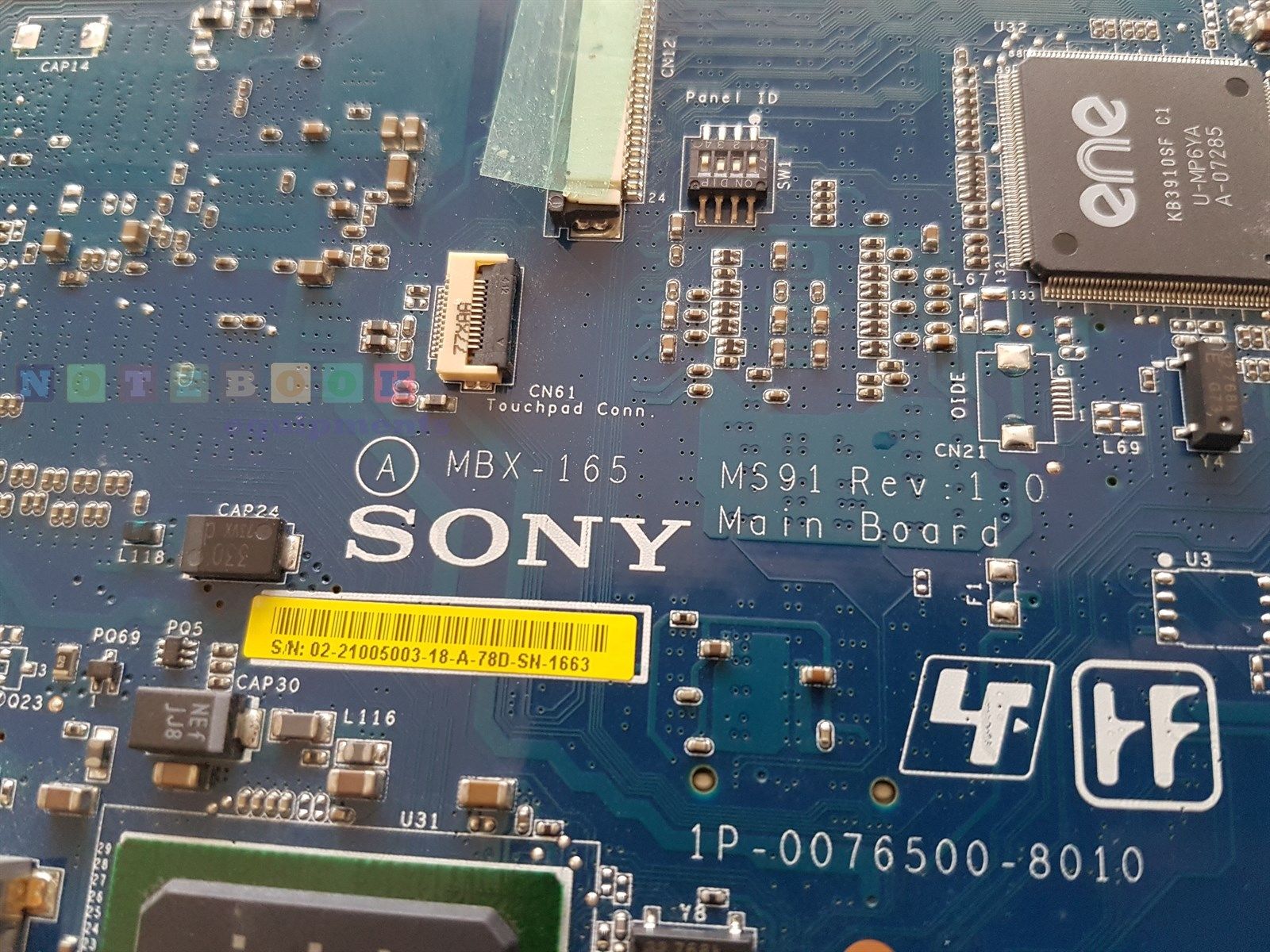 Sony Mainboard MBX-165 MS91 VGN-FZ Serie 1P-0076500-8010 Intel Mainboard